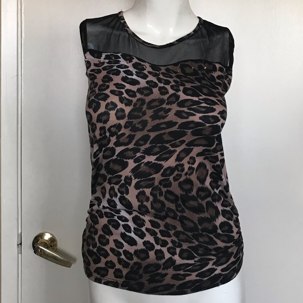 Sheer Black and Cheetah Sleeveless Top
